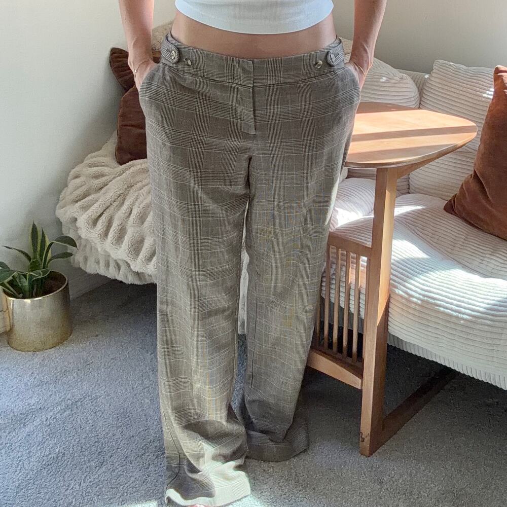 Mossimo Y2K Plaid Brown Low Rise Dress Work Pants Trouser Size 6